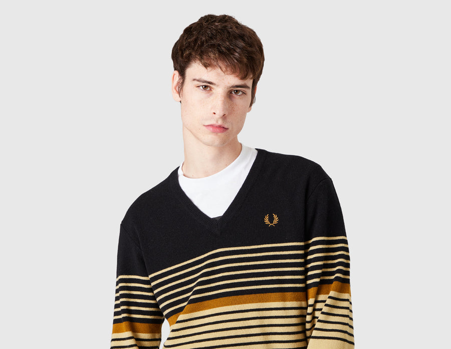 Fred Perry Lambswool Striped Jumper / Desert