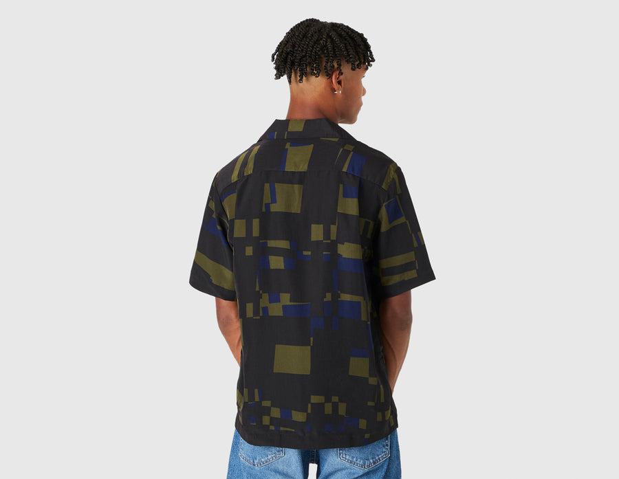 Fred Perry Printed Revere Collar Shirt / Black