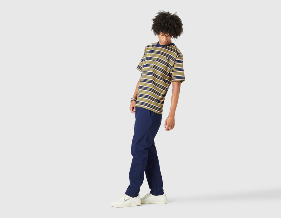Dickies Relaxed Fit Striped Pocket T-shirt / Green Moss Stripe